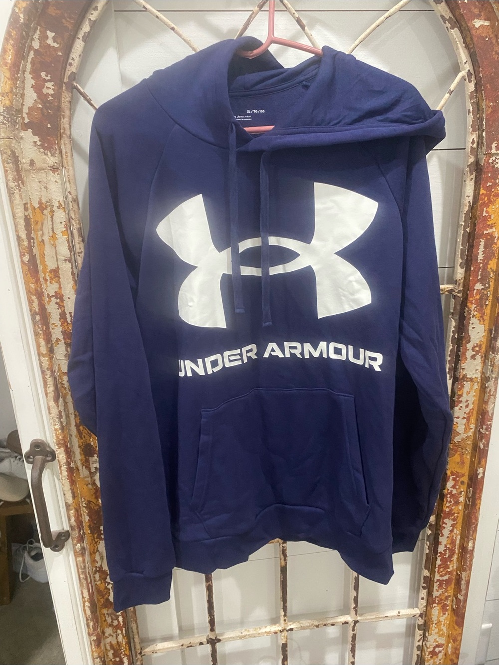 Under Armour Men’s Navy Crewneck Hoodie with White Logo XL New w/ Tags